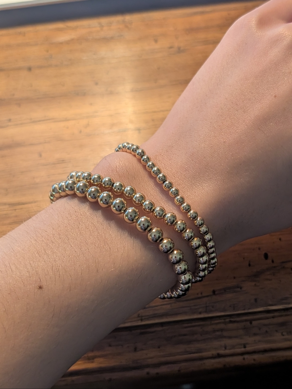 Gold Beaded Stretch Bracelet Set